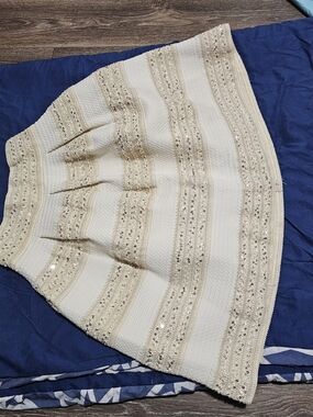 Cream Sequin Detail Women's Skirt